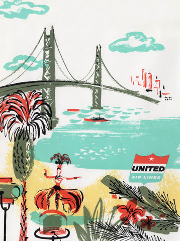 United Airlines, In-flight Menu San Francisco - Hawaii 1950s