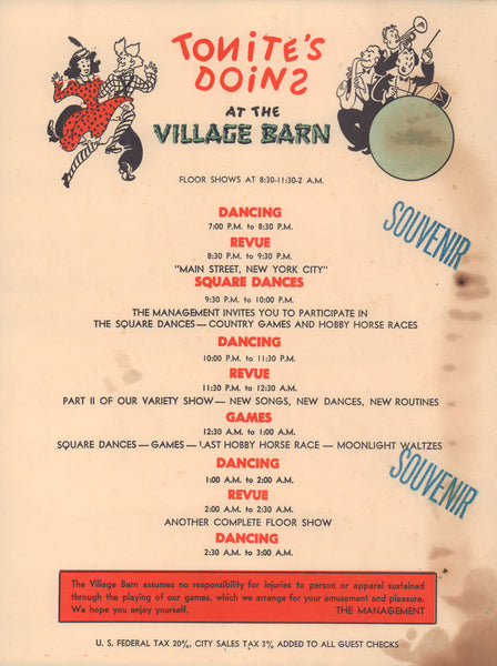 Village Barn, New York 1960s