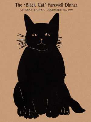 Black Cat Dinner, New York 1909 Menu Art