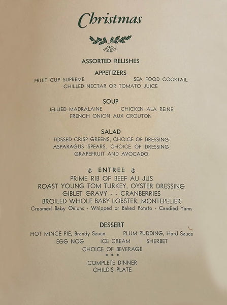 Palm Springs Ranch Club 1950s Menu