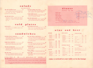 Red Hen, Napa 1959 Menu wine list