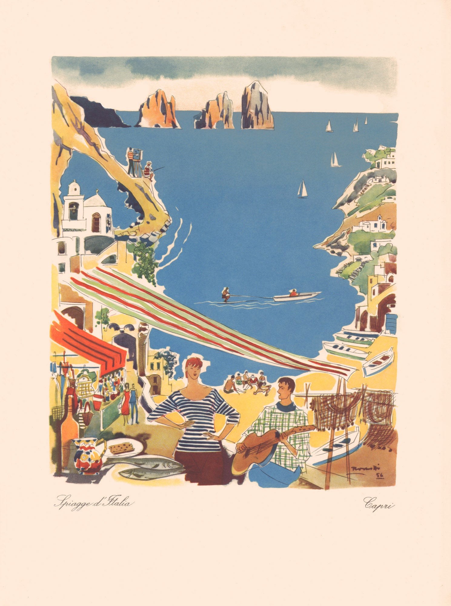 Motonave Saturnia, Capri 1956 Menu Art