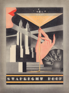 Starlight Roof Wine List, Waldorf Astoria, New York 1934 Menu Art
