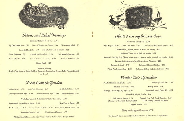 Trader Vic's Oakland (2), 1960s Menu