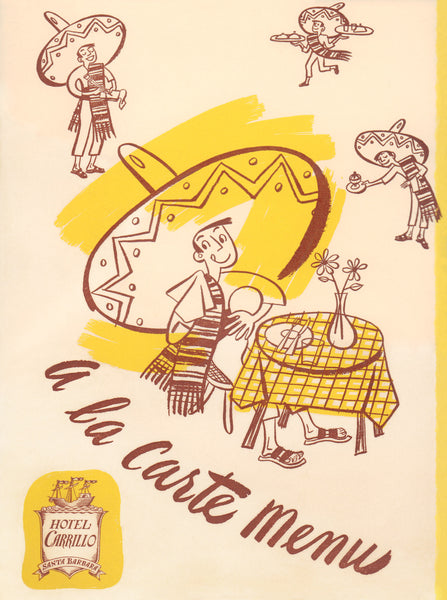 Hotel Carrillo, Santa Barbara 1951 Menu Art