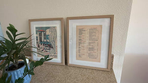 Vintage Menu Art - Customer Photo of two menu's with a plant 