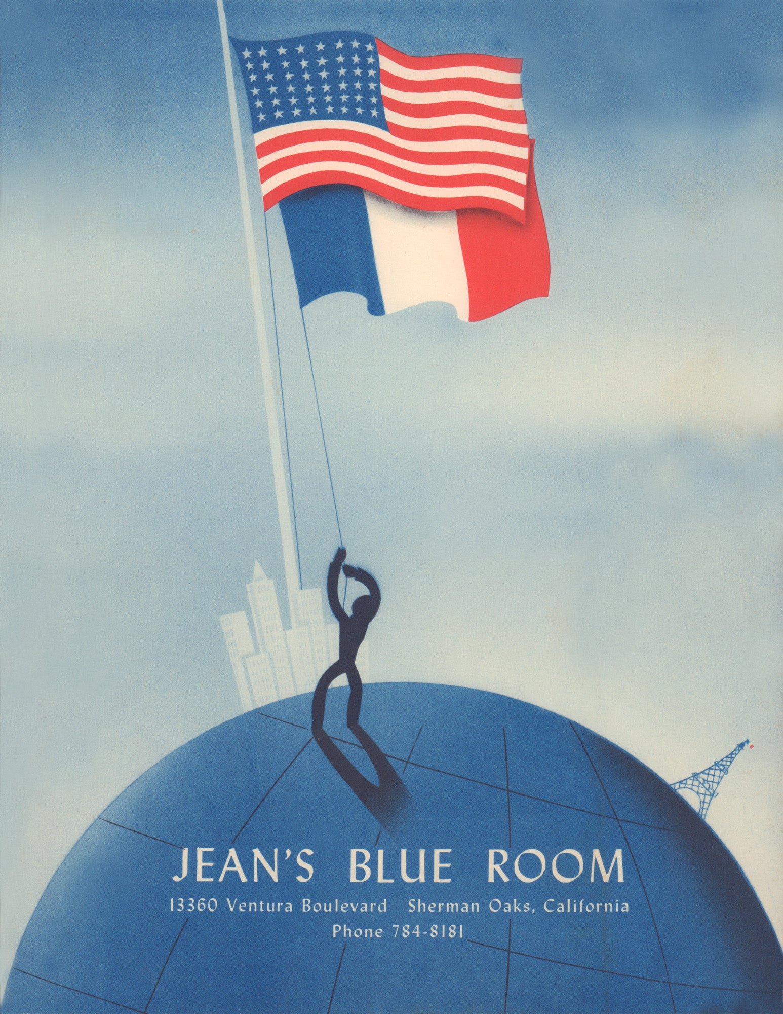 Jean's Blue Room, Sherman Oaks 1960s Menu Design