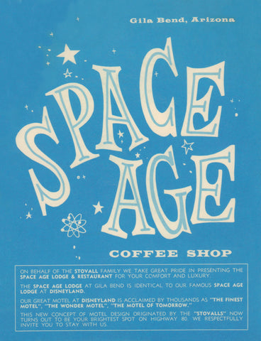 Space Age, Gila Bend AZ 1960s Menu Art
