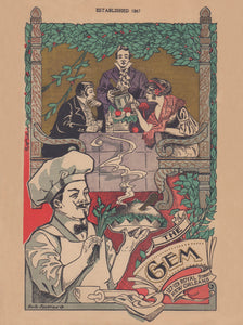 The Gem, New Orleans Circa 1913 Menu Art