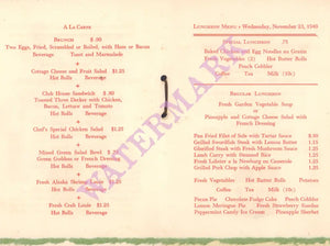 "A Day in Hawaii", Carmel 1949 Menu