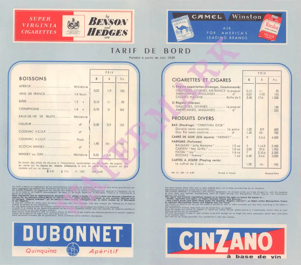 air france cigarette poster Vintage Air France Benson and