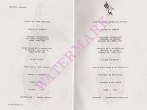 Air India In-flight Menu, 1970s 