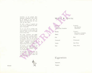 Air India, Pink Elephants Drinks Menu 1967