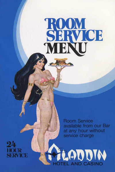 Aladdin Hotel and Casino Room Service Menu Las Vegas 1960s Vintage Americana Menus