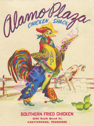 Alamo Plaza, Chattanooga, Tennessee, 1950s Menu Art
