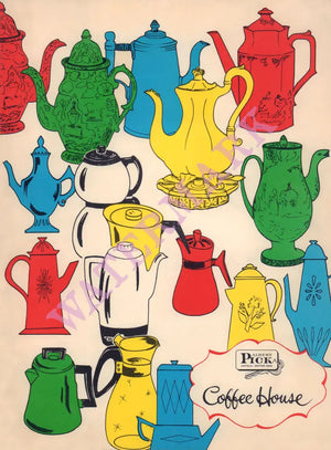 Albert Pick Coffee House, Chicago 1970s Menu Art