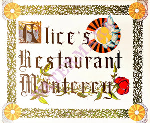 Alice's Restaurant, Monterey 1970s Menu Art