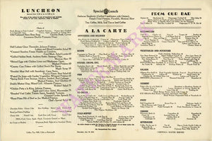 Auditorium Hotel, Chicago 1940 | Vintage Menu Art – lunch menu