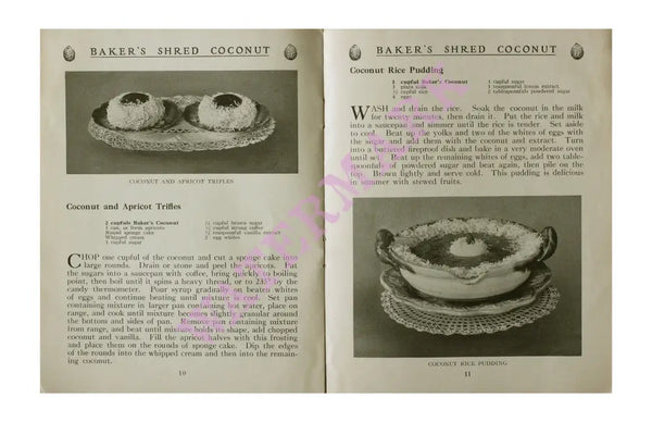 Baker’s Coconut 1914 Vintage Americana Menus