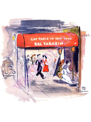 Bal Tabarin, New York 1950s Phil May Pen-pression Menu Art