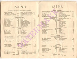 Bal Tabarin, San Francisco 1930s Menu 