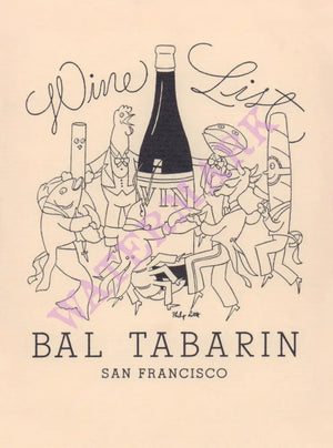 Bal Tabarin San Francisco Wine List 1930s Posters Prints & Visual Artwork