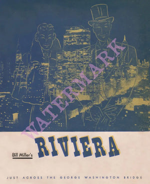 Bill Miller's Riviera Nightclub, Fort Lee, 1950s Menu Art
