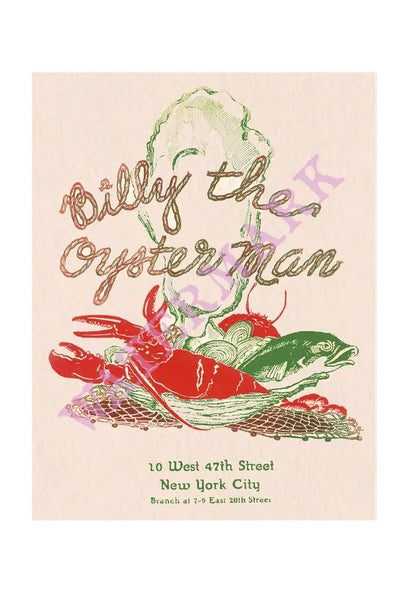 Billy the Oysterman New York 1947 Vintage Americana Menus