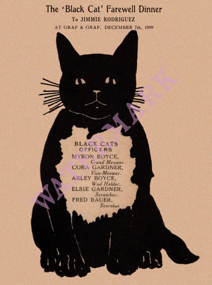 Black Cat Dinner, Unknown USA 1909 Menu Art