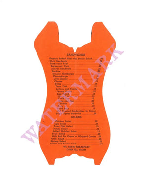 Blue Day Inn, Pacific Highway WA 1930s menu