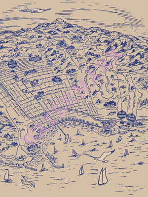 Blue Onion, Santa Barbara 1950s Menu Art