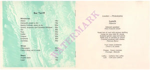BOAC - British Airways: London - Philadelphia/Detroit 1970s Menu