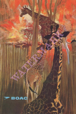 BOAC Monarch Service Hong Kong - Bangkok - Bombay 1967 inflight menu art