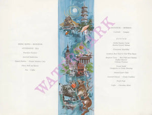 BOAC Monarch Service Hong Kong - Bangkok - Bombay 1967 in flight menu