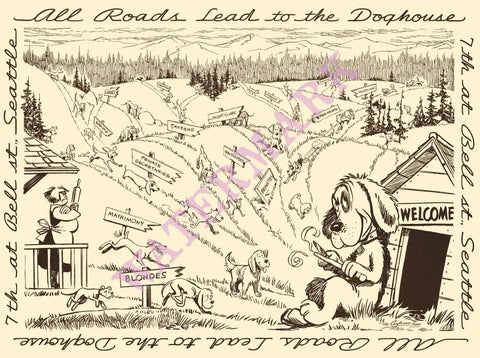 Bob Murray's Doghouse, Seattle, 1955 Menu Art