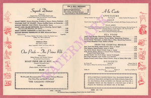 Bob Reuben's Pen and Quill, Manhattan Beach 1960s Menu