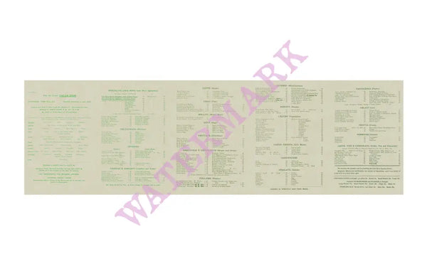 Bova’s Boston 1906 Vintage Americana Menus