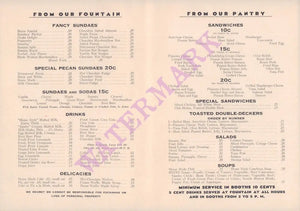 Boyce's Des Moines 1930s/40s Menu