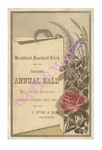 Bradford Football Club Annual Ball 1885