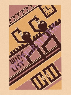 Brookhaven Wine List, Wingdale NY 1950s Menu Art