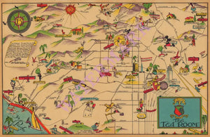 Bullock's Tea Room, Los Angeles 1939 Menu Art 