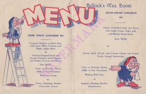 Bullock's Tea Room, Take A Bite With Snow White, 1938 Los Angeles Menu 