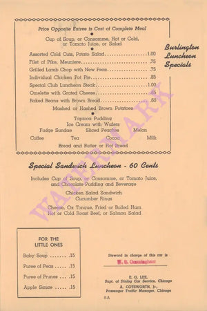 Burlington Route Vacationlands, 1940s | Vintage Menu Art - food menu