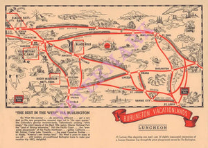 Burlington Route Vacationlands, 1940s | Vintage Menu Art - cover