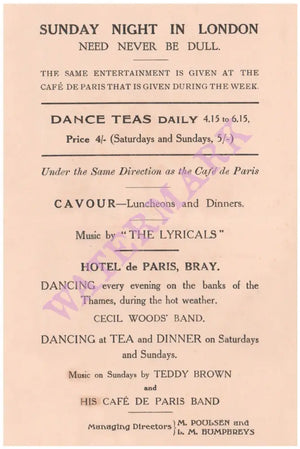 Café De Paris Attractions, London 1925s