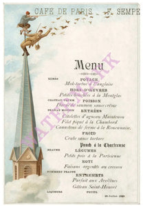 Café de Paris, Buenos Aires, Argentina, 1888 Menu Art