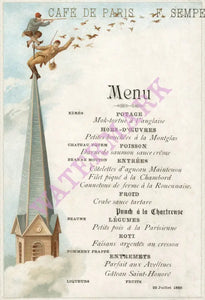 Café de Paris, Buenos Aires, Argentina, 1888 Menu Art