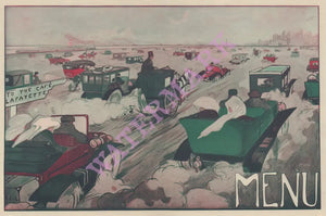 Café Lafayette (Cars) , New York 1909 Menu Art