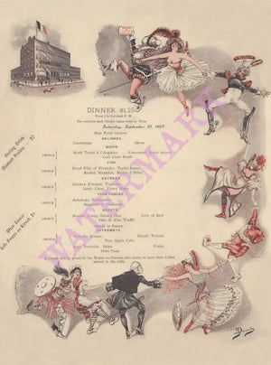 Café Lafayette, New York September 1907 Menu Art