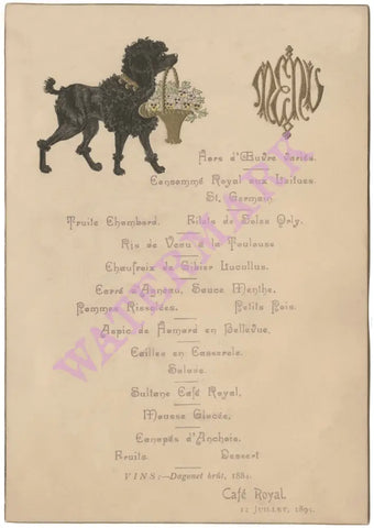 Café Royal, London, 1895 Menu Art